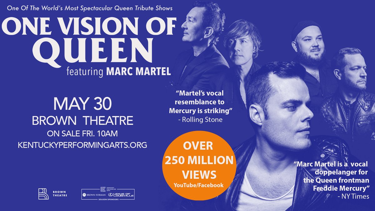 The Brown Theatre (@thebrowntheatre) on Twitter photo 📢 JUST ANNOUNCED 📢 <a href="/kyperformingart/">Kentucky Performing Arts</a> presents One Vision Of Queen featuring <a href="/marcmartel/">Marc Martel</a> LIVE at <a href="/thebrowntheatre/">The Brown Theatre</a> Friday, May 30! 🎫 Tickets on sale this Friday at 10AM: bit.ly/KPAOneVisionOf…. 📢 JUST ANNOUNCED 📢 <a href="/kyperformingart/">Kentucky Performing Arts</a> presents One Vision Of Queen featuring <a href="/marcmartel/">Marc Martel</a> LIVE at <a href="/thebrowntheatre/">The Brown Theatre</a> Friday, May 30! 🎫 Tickets on sale this Friday at 10AM: bit.ly/KPAOneVisionOf….