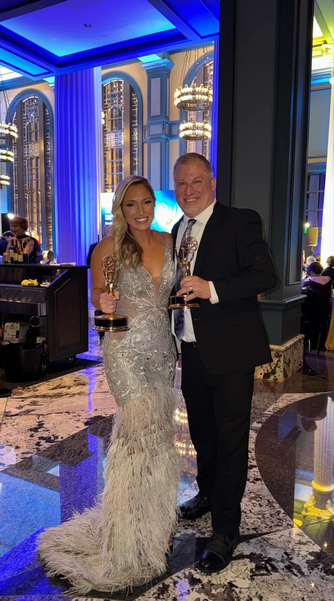 HUGE CONGRATS! 👏 FOX 17 Sports Director <a href="/JillJelnick/">Jill Jelnick</a> and Photojournalist <a href="/RyanBrooker/">Ryan Brooker</a> won an Emmy Award for "Best Local Sports Story."
