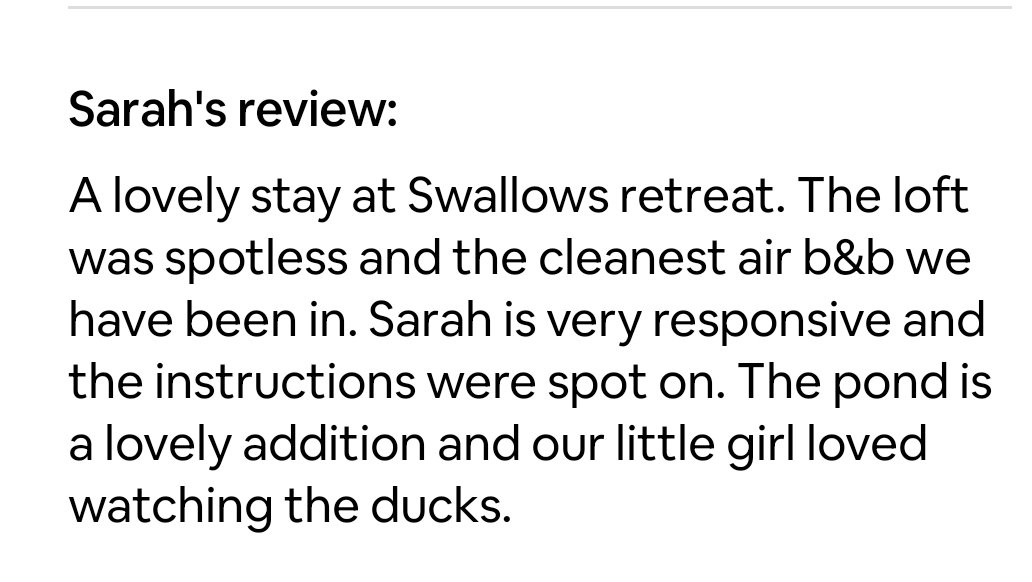 RetreatSwallows's tweet photo. Another lovely review! https://t.co/fKKyl8cgtI