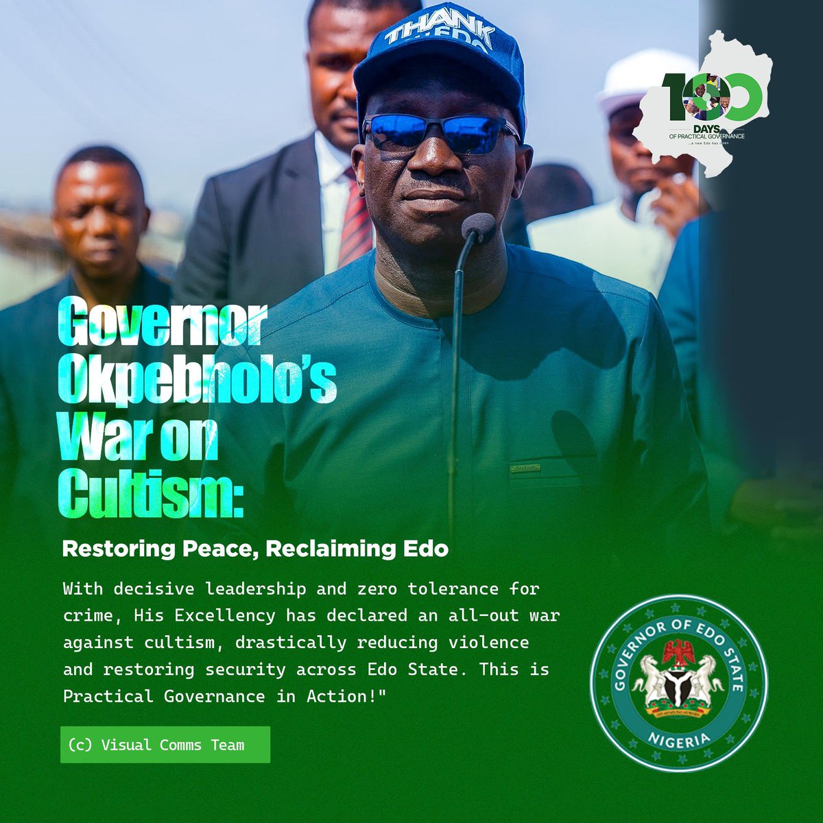 ThatVyktur's tweet photo. Governor Monday Okpebholo is Restoring Peace in Edo.

With decisive leadership and zero tolerance for crime, His Excellency has declared an all-out war against cultism, drastically reducing violence and restoring security across Edo State. This is Practical Governance in Action!"

#ANewEdoHasRisen
#PracticalGovernance