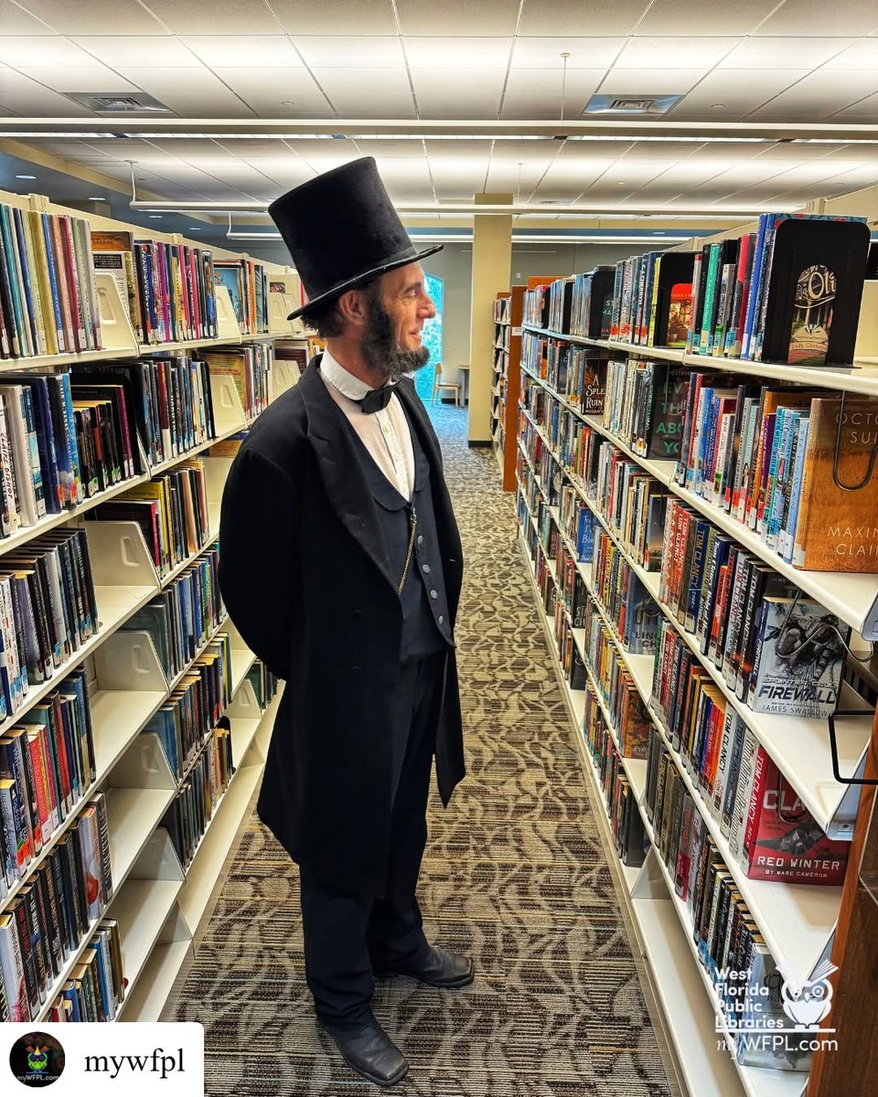 TweetFLAlibrary's tweet image. #repost @mywfpl Four score and many years ago, President Abraham Lincoln became one of the most recognized and important presidents in the history of the United States - and now he's visiting WFPL! 🦉✨📚
#LibraryLife #communityevents #pensacola
