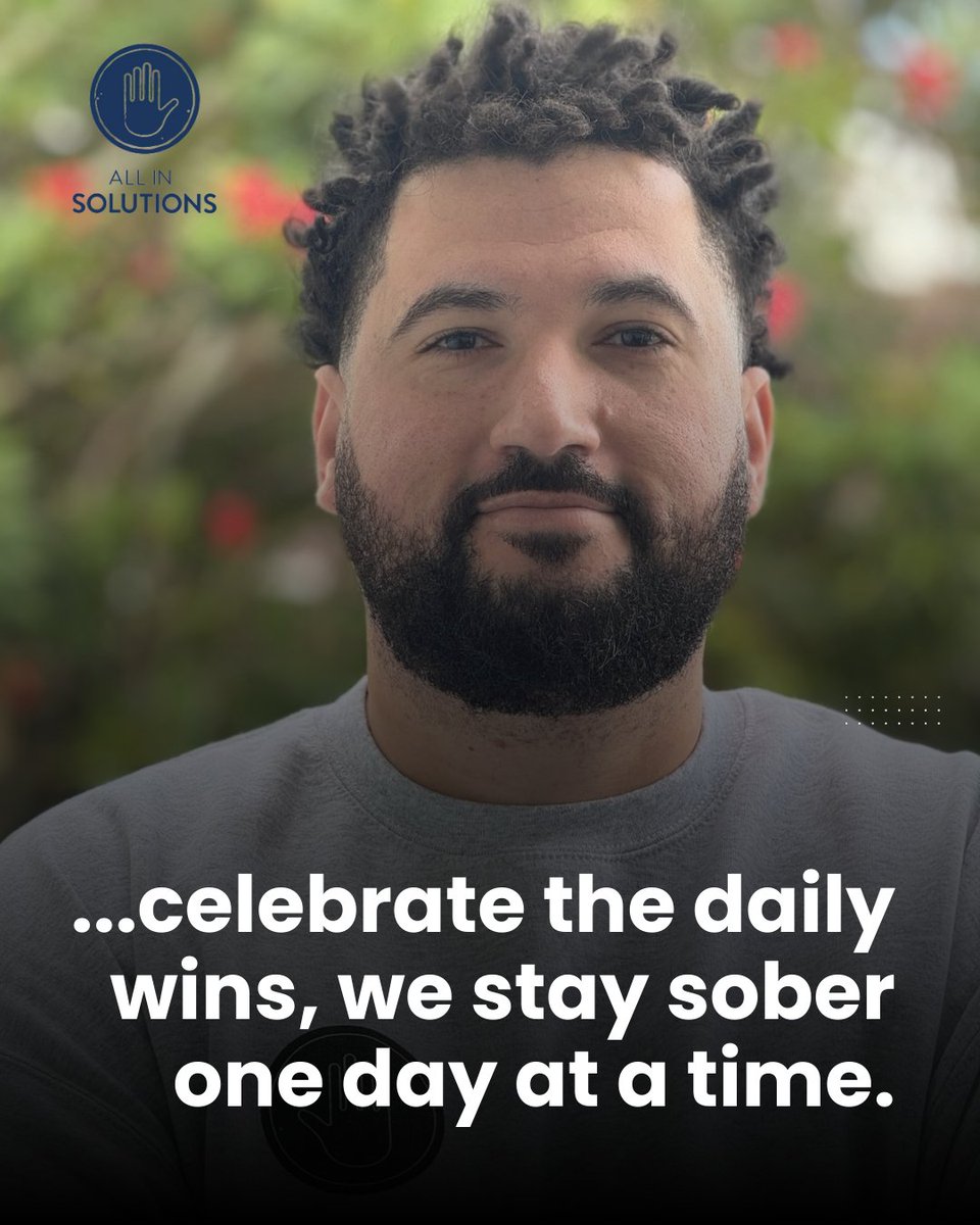 Chris Rodriguez, Director of Admissions at All in Solutions, offers a powerful reminder: Sobriety is a journey, achieved one day at a time. 

#soberlife #soberliving #sobercurious #wedorecover #cleanandsober #soberissexy #mindfulhealing #emotionalwellness #addictionrecovery