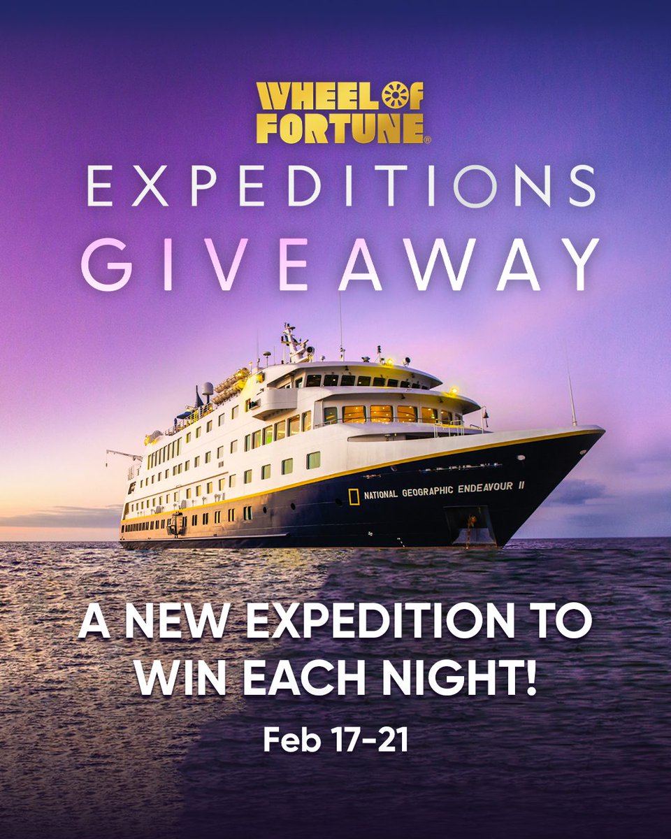 Expeditions Week is officially underway!! You're gonna want to be seated - missing an episode means missing the opportunity to win an Expedition Cruise from National Geographic-Lindblad Expeditions! 😉 #nationalgeographic #whereiexplore #wheeloffortune
