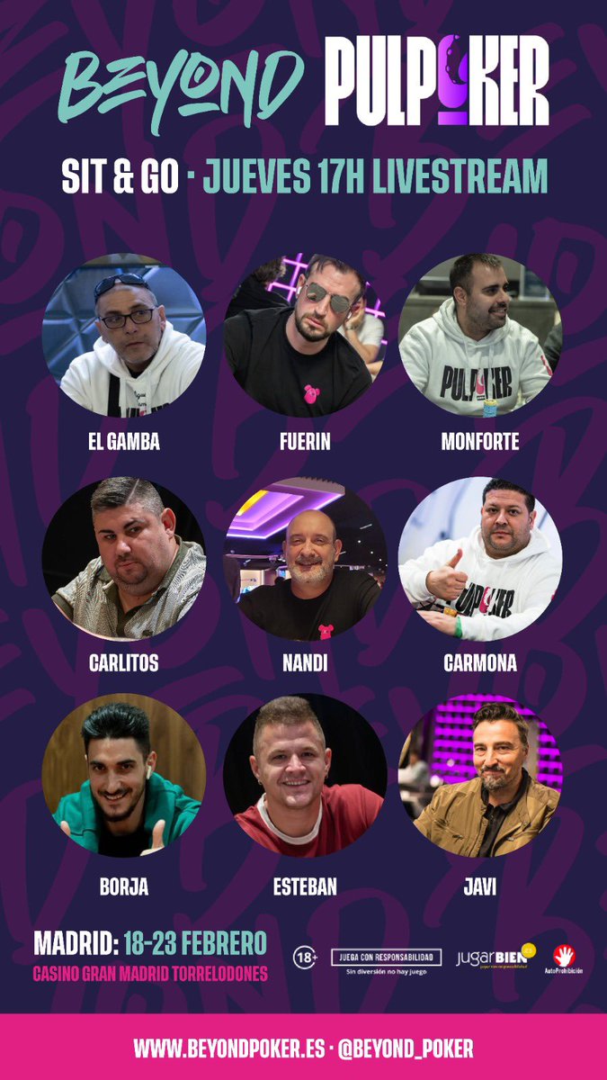 Beyond (@beyond_poker) on Twitter photo 🧸 𝐁𝐄𝐘𝐎𝐍𝐃 𝐌𝐀𝐃𝐑𝐈𝐃 2.0
🐙 ¡Invasión de pulpos en Madrid!
🔥 Los <a href="/PulPokerTeam/">PulPoker</a> se darán cita también en <a href="/granmadridpoker/">Gran Madrid Poker</a>
Además tendremos un sit & go especial para los pulpos de moda
📆 18 - 23 Febrero
📍<a href="/granmadridpoker/">Gran Madrid Poker</a> 🧸 𝐁𝐄𝐘𝐎𝐍𝐃 𝐌𝐀𝐃𝐑𝐈𝐃 2.0
🐙 ¡Invasión de pulpos en Madrid!
🔥 Los <a href="/PulPokerTeam/">PulPoker</a> se darán cita también en <a href="/granmadridpoker/">Gran Madrid Poker</a>
Además tendremos un sit & go especial para los pulpos de moda
📆 18 - 23 Febrero
📍<a href="/granmadridpoker/">Gran Madrid Poker</a>