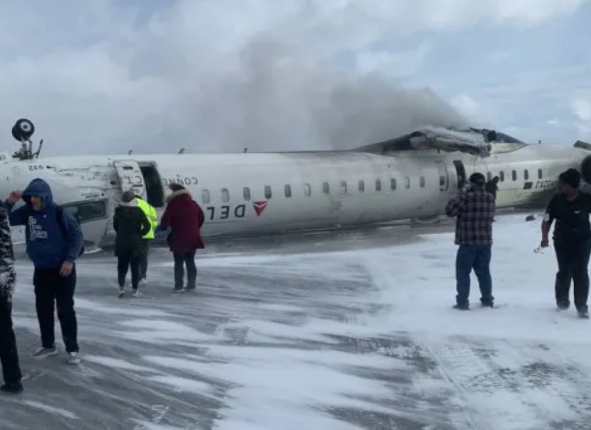 BREAKING Delta CRJ900 Crash at Toronto Pearson Airport Upside Down