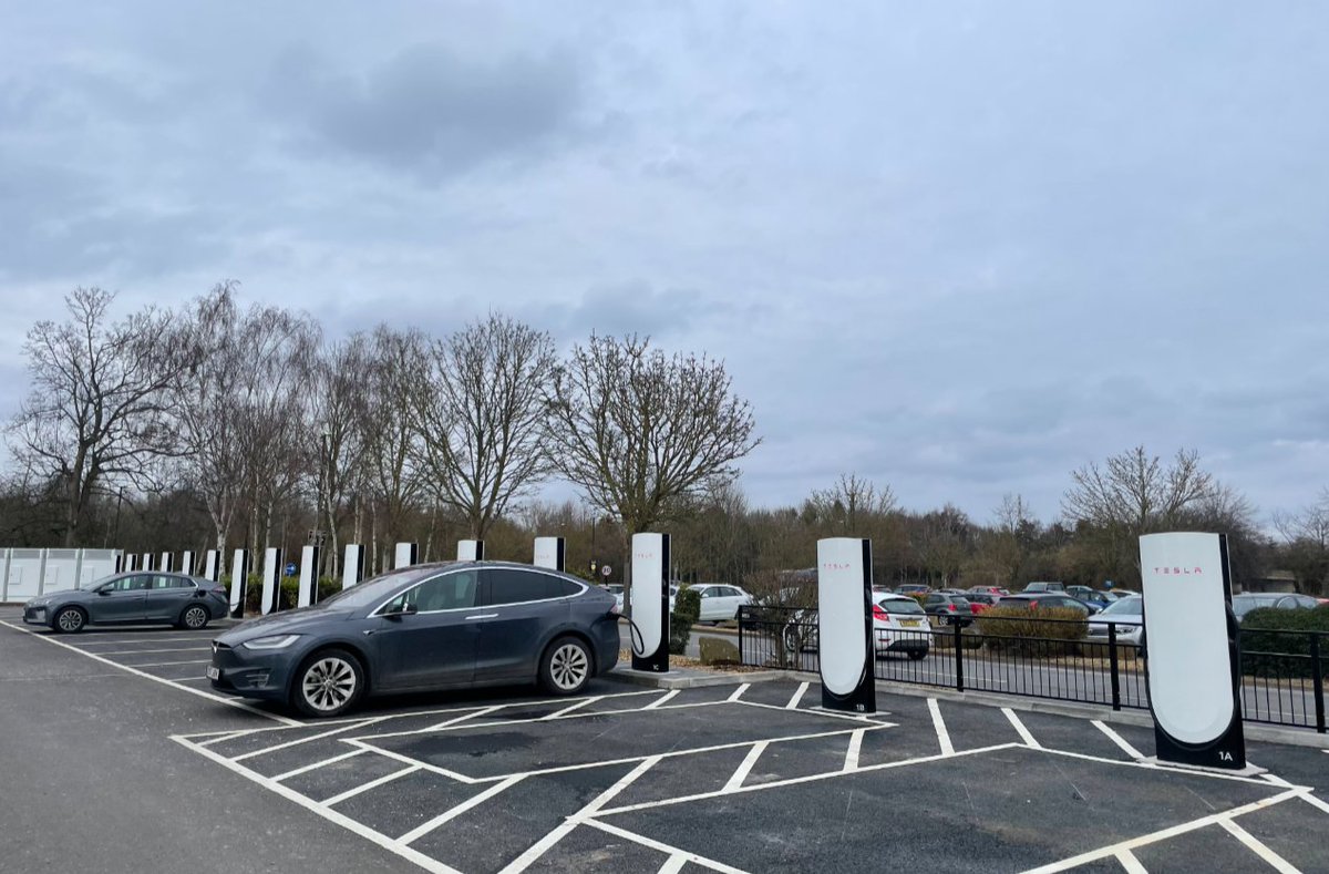 Olliedodd's tweet image. 2 new supercharger sites coming to the UK this week. First up > York, now open with 16x V4. @TeslaOwnersUK ⚡️