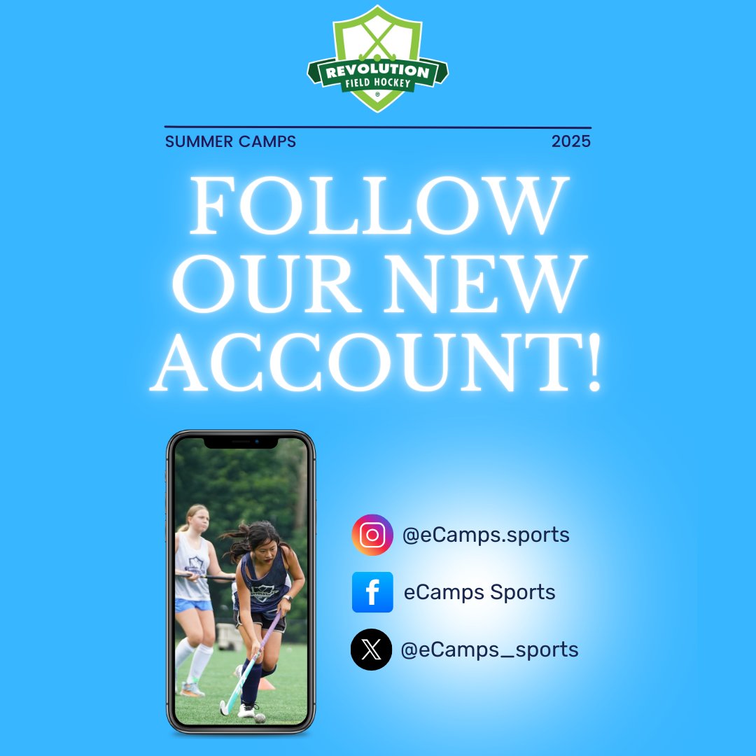 RevoFieldHockey's tweet photo. ⚠ NEW ACCOUNT ALERT ⚠

LIKE &amp; FOLLOW our new account for updates on Summer 2025 Sports Camps!! 

🌟 Stay following @RevoFieldHockey for updates on Top of The Class Showcase Events 🌟

Instagram - @eCamps.sports
Facebook - eCamps Sports
X - @eCamps_sports https://t.co/cjwEo56W9U