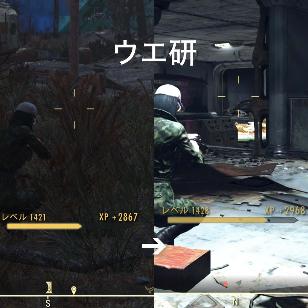 ウエ研（不屈ステルス）とレイド（フルヘルス）どっちがレベル上げに