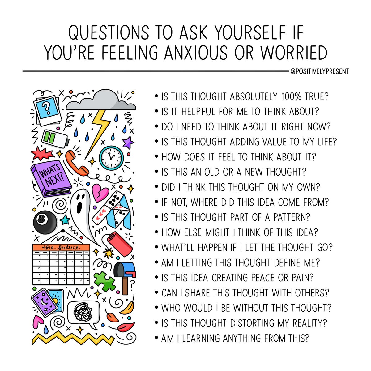 positivepresent's tweet photo. Worried or anxious? Consider these questions… https://t.co/Xq3zvEM00S