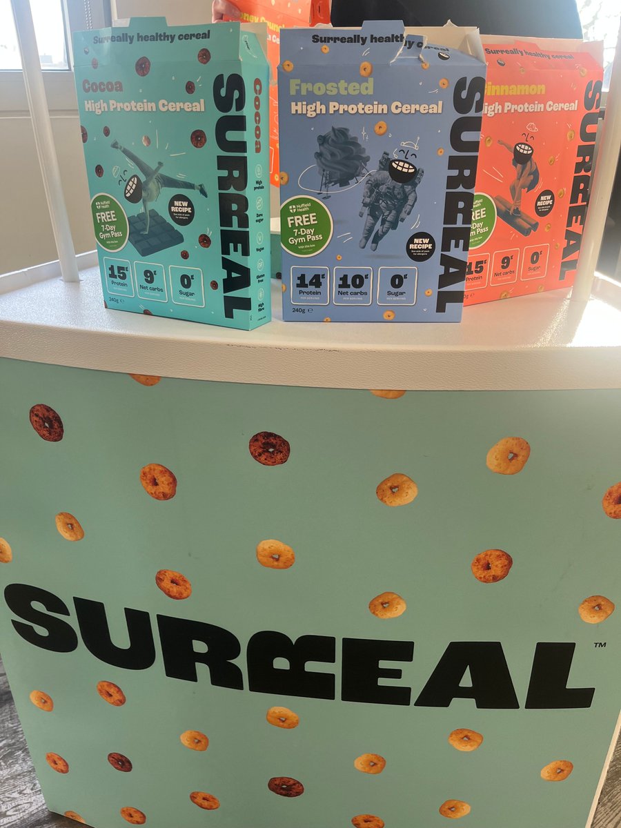 Exciting morning at our London office as Surreal stopped by! 🥣✨ Their high-protein, low-sugar cereal was a hit—delicious, nutritious, and the perfect way to start the day. Big thanks to Surreal for fueling our team! 💪🔥 #SurrealCereal #TeamFuel