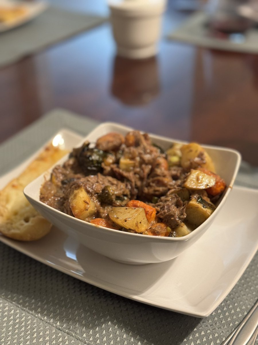 tpf68's tweet photo. This is what happens when you take Mississippi Pot Roast, Salisbury Steak mushroom gravy, and add roasted veggies… you get an @foodwishes deconstructed stew!! Delicious!! https://t.co/OupBHrXCdz