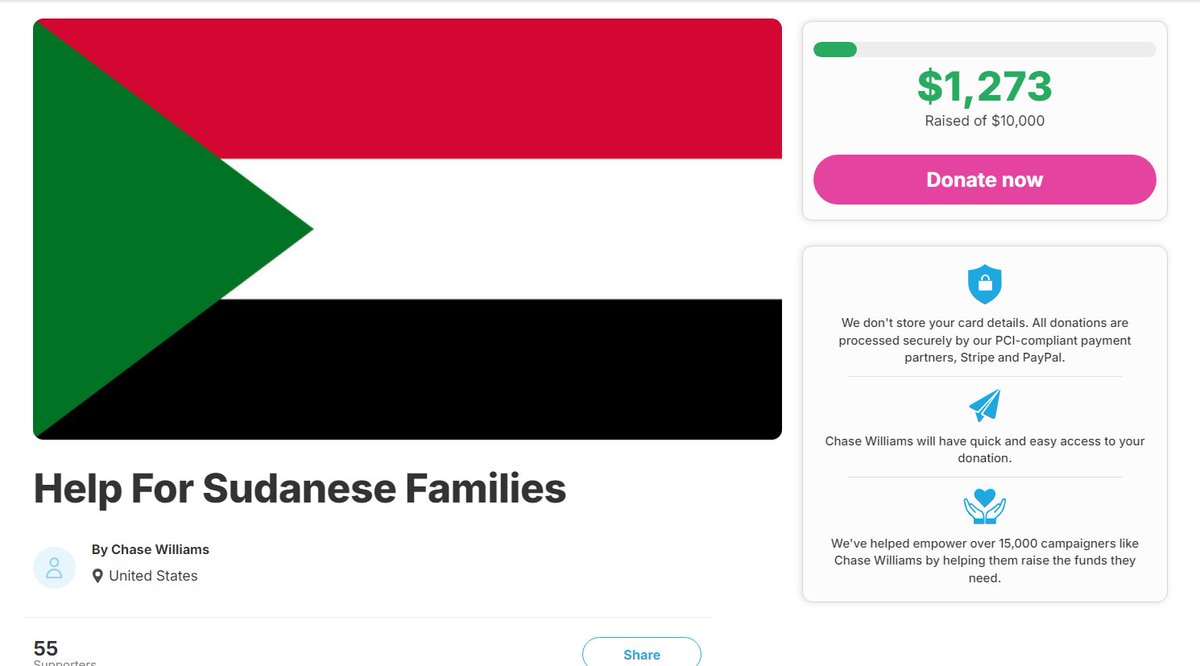 this hasnt gotten d0nations in a few days!! this fund supports multiple families in sudan and still needs more support to meet the goal in preparation for ramadan which is a little over a month away 

chuffed.org/project/122428…