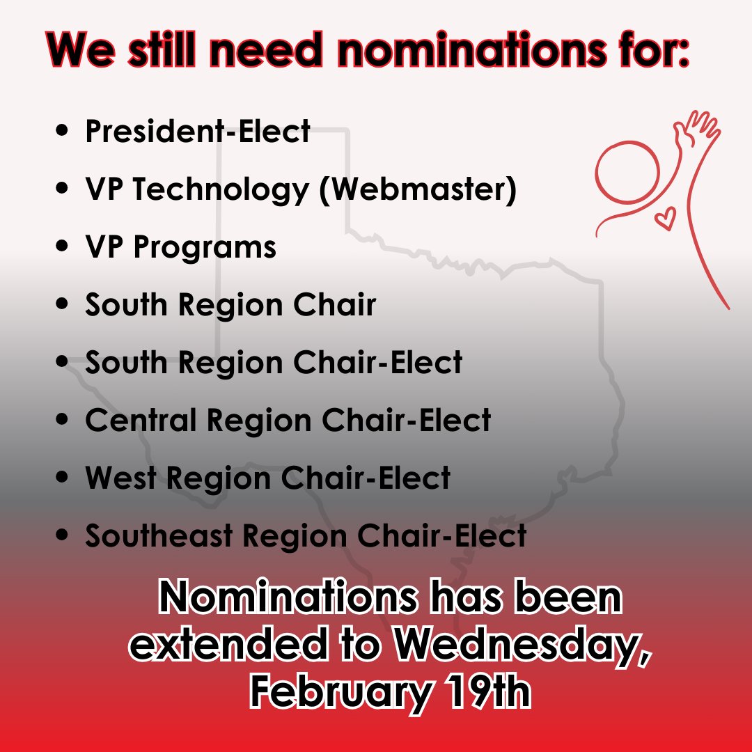 _TEXAAN's tweet photo. TEXAAN Leadership Nominations Extended – We Need You! Want to grow your leadership skills, expand your network, and make a real impact? 
📷 Extended Deadline: Wednesday, February 19th
📷 Nominate yourself or encourage someone you know today! https://t.co/mgcSfPDQWr https://t.co/c4DgiF8eoB