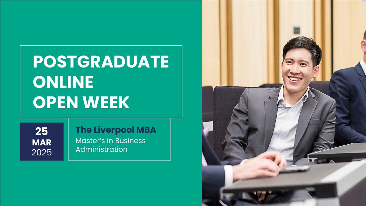 ⬆️Ready to become a strategic leader and expand your career opportunities?

Join our #Postgraduate #OpenWeek #webinar to find out more about our #MBA at the <a href="/LivUni/">University of Liverpool</a> Management School.
📅Tue 25 Mar
🕛12pm (UK time)

Sign up ⬇️
shorturl.at/ekTIT