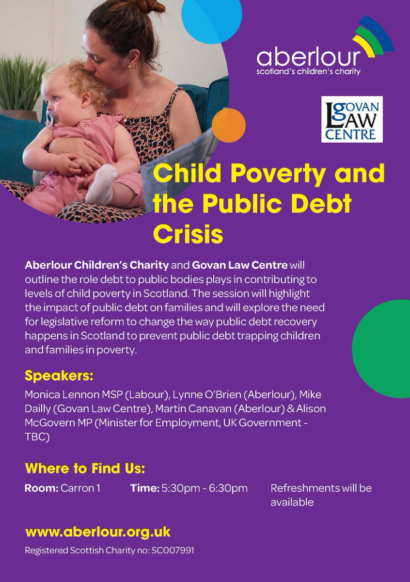 We're looking forward to our joint fringe event at #ScotLab25 with <a href="/GovanLawCentre/">Govan Law Centre</a> on tackling the public debt crisis. We're delighted to be joined by <a href="/MonicaLennon7/">Monica Lennon MSP</a>. If you are heading to the conference this weekend come and join us on Friday at 5.30pm. ⬇️