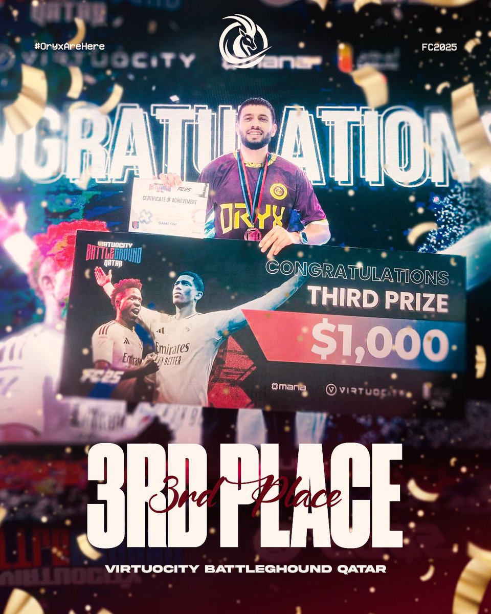 ORYX Esports (@oryxesportsgg) on Twitter photo بطلنا @elameuroth79509 يحقق المركز الثالث في بطولة VIRTUOCITY
BATTLEGROUND
للعبة FC25 🥉👏
- القادم أفضل!
#OryxAreHere - <a href="/VirtuocityQatar/">Virtuocity</a> بطلنا @elameuroth79509 يحقق المركز الثالث في بطولة VIRTUOCITY
BATTLEGROUND
للعبة FC25 🥉👏
- القادم أفضل!
#OryxAreHere - <a href="/VirtuocityQatar/">Virtuocity</a>