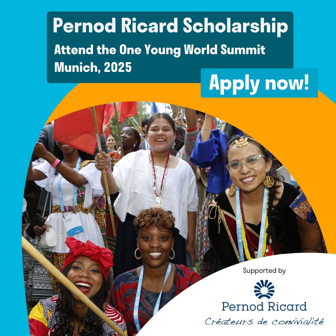 Are you a young leader working to tackle the harmful consumption of alcohol and build positive social spaces? ☝️

Apply for the Pernod Ricard Scholarship for your chance to attend the One Young World Summit Munich in November 2025 🌎

Apply now, if you are: 
💪 leading projects