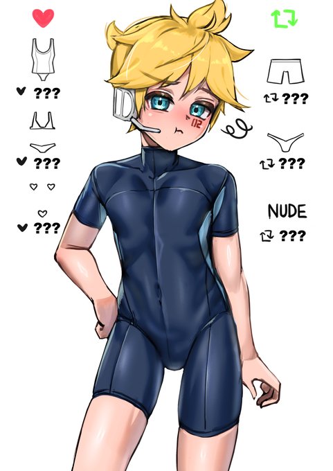 反応ごとに水着の面積が狭まっていくレンくん(こういうフォーマットが描きたかっただけ) 