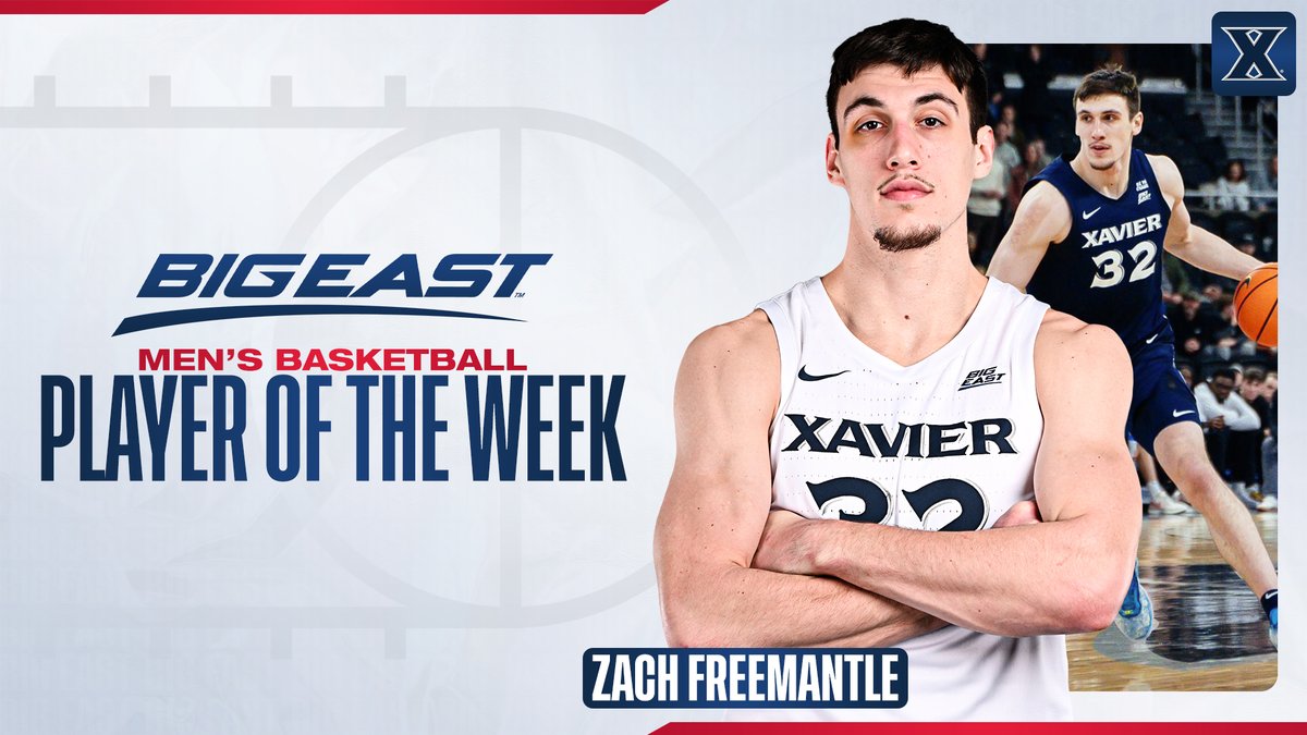 BIG EAST MBB (@bigeastmbb) on Twitter photo BIG FROSTY POTW‼️
<a href="/zachfreemantle/">Zach Freemantle</a> averaged 21.0 points and 9.0 rebounds while shooting 54% from the field in a 2-0 week for <a href="/XavierMBB/">Xavier Basketball</a>. BIG FROSTY POTW‼️
<a href="/zachfreemantle/">Zach Freemantle</a> averaged 21.0 points and 9.0 rebounds while shooting 54% from the field in a 2-0 week for <a href="/XavierMBB/">Xavier Basketball</a>.