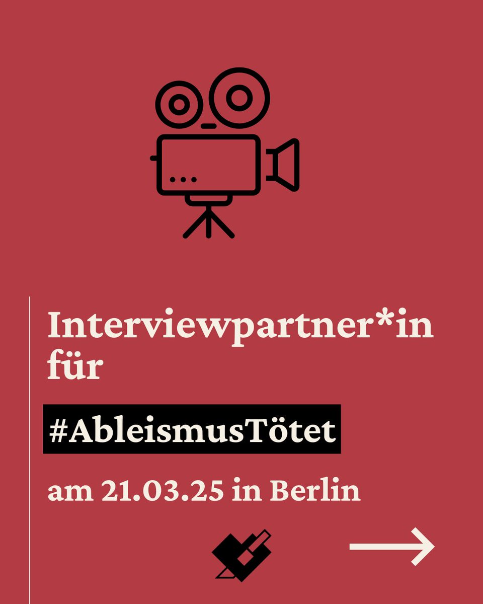 AbleismusToetet's tweet photo. 📢 Wir suchen Interviewpartner*innen für die Ausstellung #AbleismusTötet!
Du hast Gewalt in einer stationären Einrichtung erlebt und möchtest darüber sprechen? Dann melde dich! ⬇️ https://t.co/VwLpMW7g0l