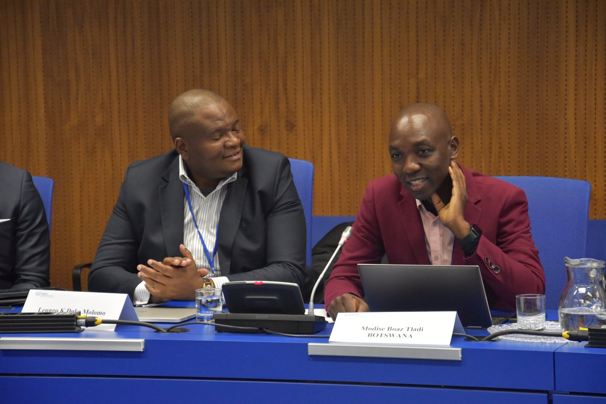 IAEATC's tweet image. From 17-21 February, representatives from 🇧🇼Botswana, 🇬🇭Ghana and 🇲🇷Mauritania are attending an @iaeaorg meeting to explore health financing and to draft bankable documents designed to support efforts to establish or expand their #radiotherapy services
