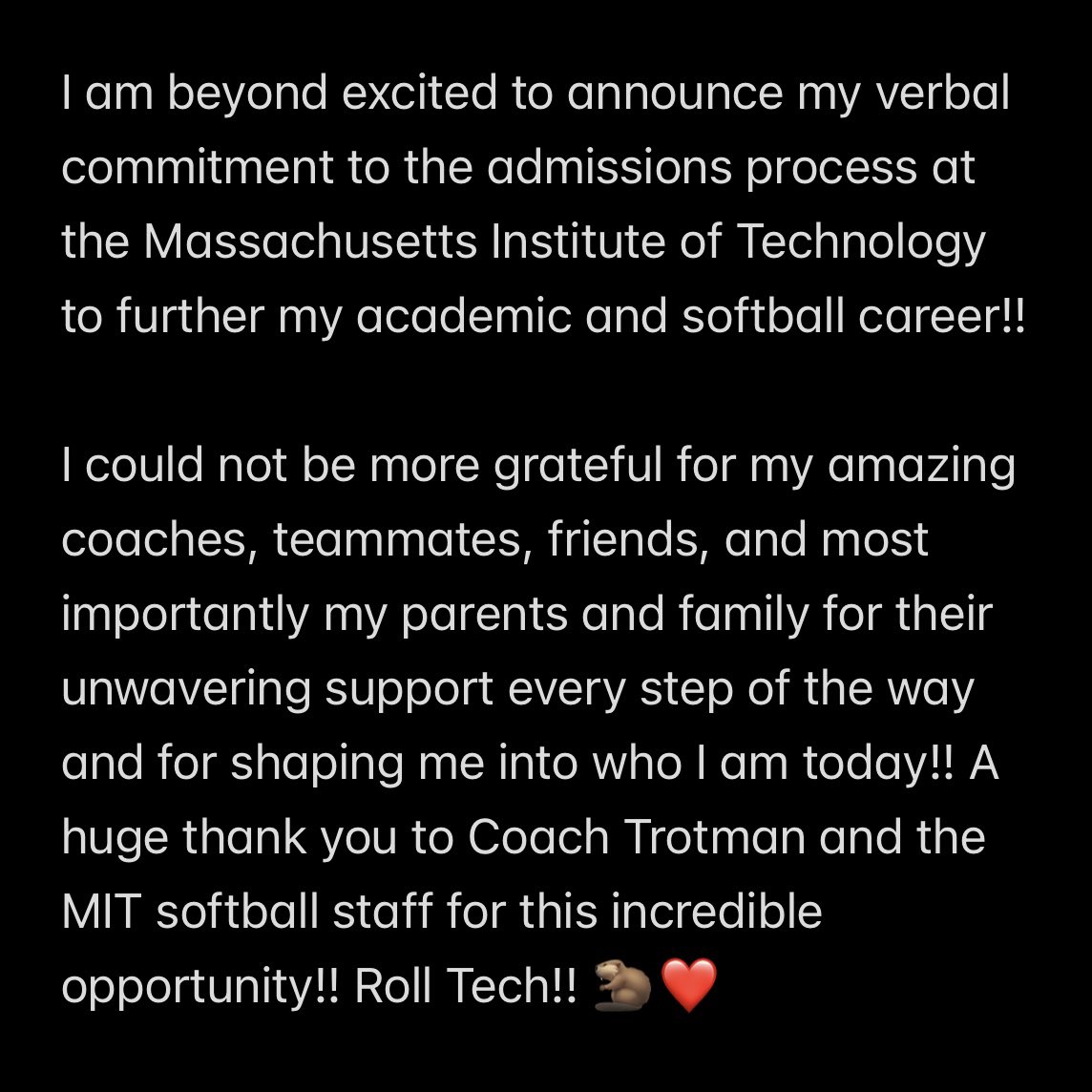 ROLL TECH!! 🦫❤️

<a href="/CoachSullySB/">Coach Trotman</a> <a href="/mitsoftball/">MIT Softball</a> <a href="/BullockChicago/">Chicago Cheetahs 18U BB</a> <a href="/SbCheetahs/">Chicago Cheetahs Organization</a> <a href="/BoDomeBville/">Bo Dome Bensenville</a> <a href="/DGSsoftball/">Downers Grove South Softball</a> <a href="/DGSSports/">DGS Athletics</a>