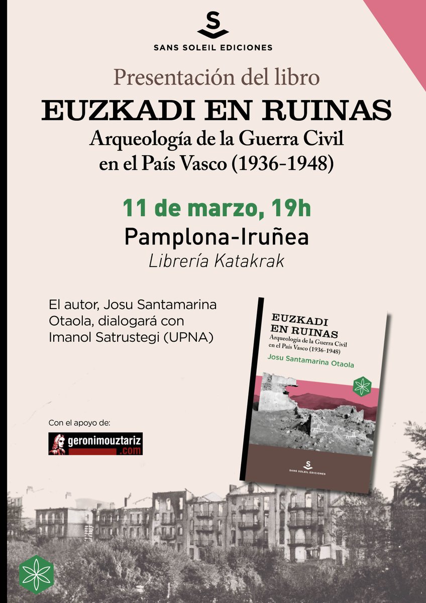 Arrancamos la semana con una nueva fecha de presentación para "Euzkadi en ruinas" de <a href="/SantamarinaJosu/">Josu Santamarina</a> 🗓️

El 11 de marzo en <a href="/katakrak54/">katakrak liburuak</a>, en compañía de Imanol Satrustegi 📚