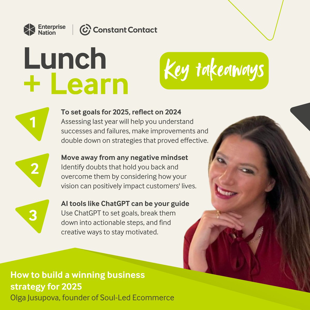 Hoping for a transformative 2025? ✨

In this webinar, Olga Jusupova guides you through reflective practices and strategic planning 💡

Watch the recording to build a winning business strategy for 2025 ⤵️

ow.ly/AQX050UZlqV