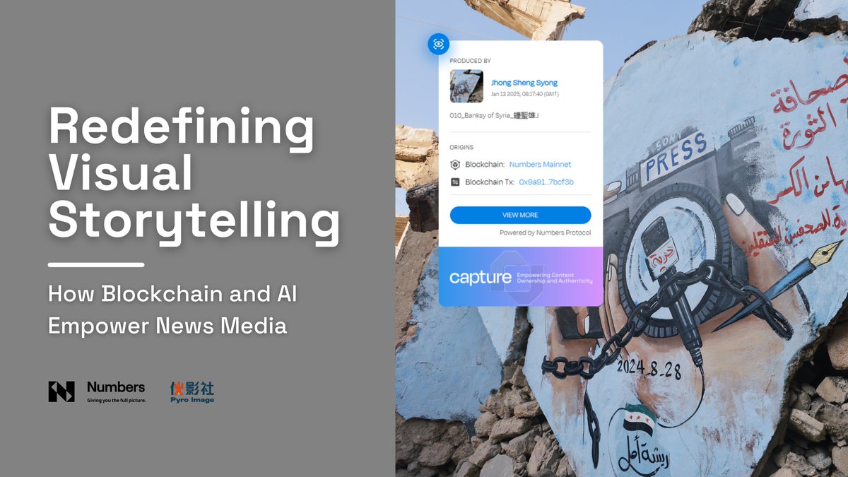 numbersprotocol's tweet photo. 📸 Visual storytelling is evolving.
In a world filled with misinformation and fleeting digital content, how do we know what’s real?

How do creators protect their work, and how do audiences trust what they see? https://t.co/wP8PPdy6N2