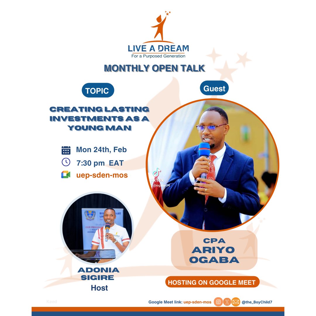 SigireADONIA1's tweet image. At @the_BoyChild7 we are set to have yet another interesting session on #investments as young men.
Please mark your calendar on 24th February 2025.
#forapurposedgeberation