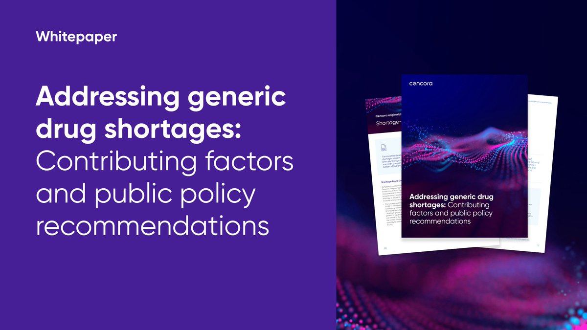 Generic drug shortages negatively impact millions of patients and healthcare providers across the U.S. To address the underlying drivers of generic drug shortages, policymakers must take a comprehensive, multi-pronged approach. 

Learn more: ow.ly/Q1PL50V1q0K