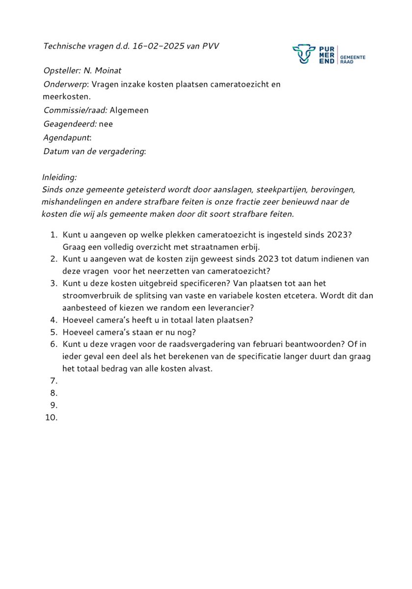 NicoleMoinat's tweet photo. Ipv achteraf cameratoezicht na een aanslag met een explosief, wil onze fractie investeren in het veiligheidsgevoel voor alle inwoners!
Dit vergroot tevens de pakkans van dit schorem!
Het is klaar met deze ongein in #PurmerGhetto!
#Motie #Camerabewaking!
Niet achteraf, maar vooraf!