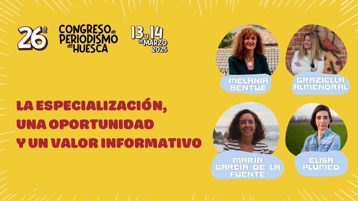 🌿 ¿Por qué es clave el #PeriodismoEspecializado?

En el Congreso debatiremos con expertas en agroalimentación, medioambiente y salud
👩‍🔬 <a href="/GraziellaAlm/">Graziella Almendral</a> , <a href="/plumedlucas/">Elisa Plumed</a> , <a href="/mariagfuente/">María García Fuente</a> y <a href="/melzbentue/">Melania Bentué</a>
 
📅 14 de marzo
🕦 10h-11h
📍<a href="/pcongresoshu/">P. Congresos Huesca</a>

👉 Más info: congresoperiodismo.com/el-valor-del-p…