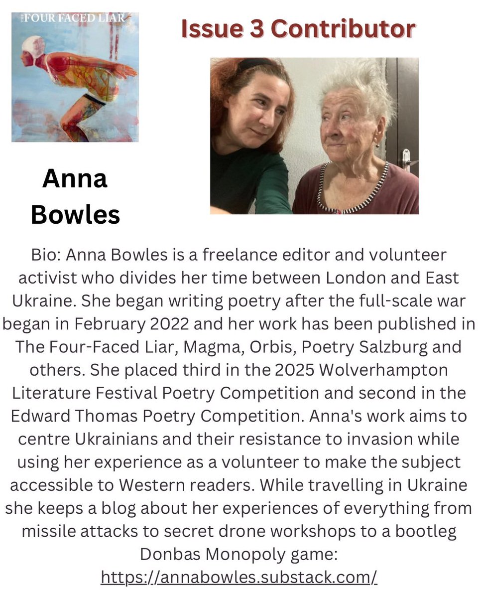 the4facedliar's tweet photo. Spotlight on Issue 3 contributor @Anna_Bowles Full issue from our shop &amp; online https://t.co/MejgOLcoKK https://t.co/wTX9lKsgFb