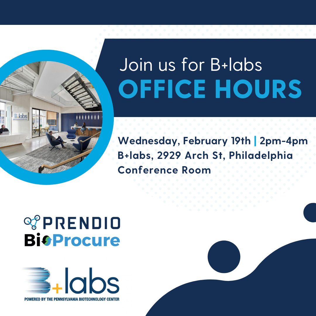 Join us at B+labs Office Hours in Philly!

Learn how biotechs are saving 20-30% on procurement and cutting ordering time in half—while tapping into a network of 70+ suppliers

📅 February 19th  | 2pm-4pm
📍 B+labs

Walk-ins welcome or register today! hubs.li/Q036R4dx0