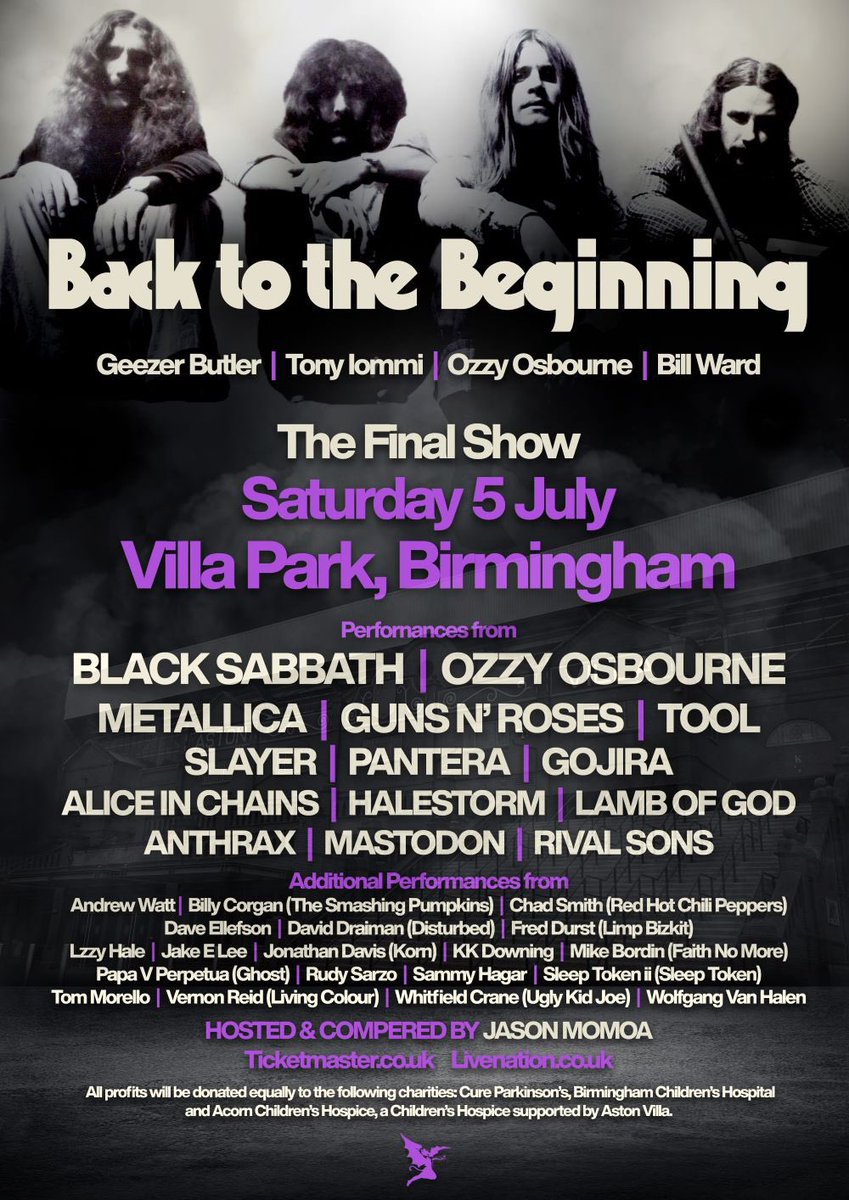 OzzyOsbourne's tweet image. . @GunsNRoses, @Tool &amp;amp; @RivalSons added to Back To The Beginning! @Vurnt22, @RHCPchad, @EllefsonD, @Whitfield_Crane &amp;amp; @ThisIsWatt to the @TMorello directed tribute. Event hosted by @JasonMomoa590