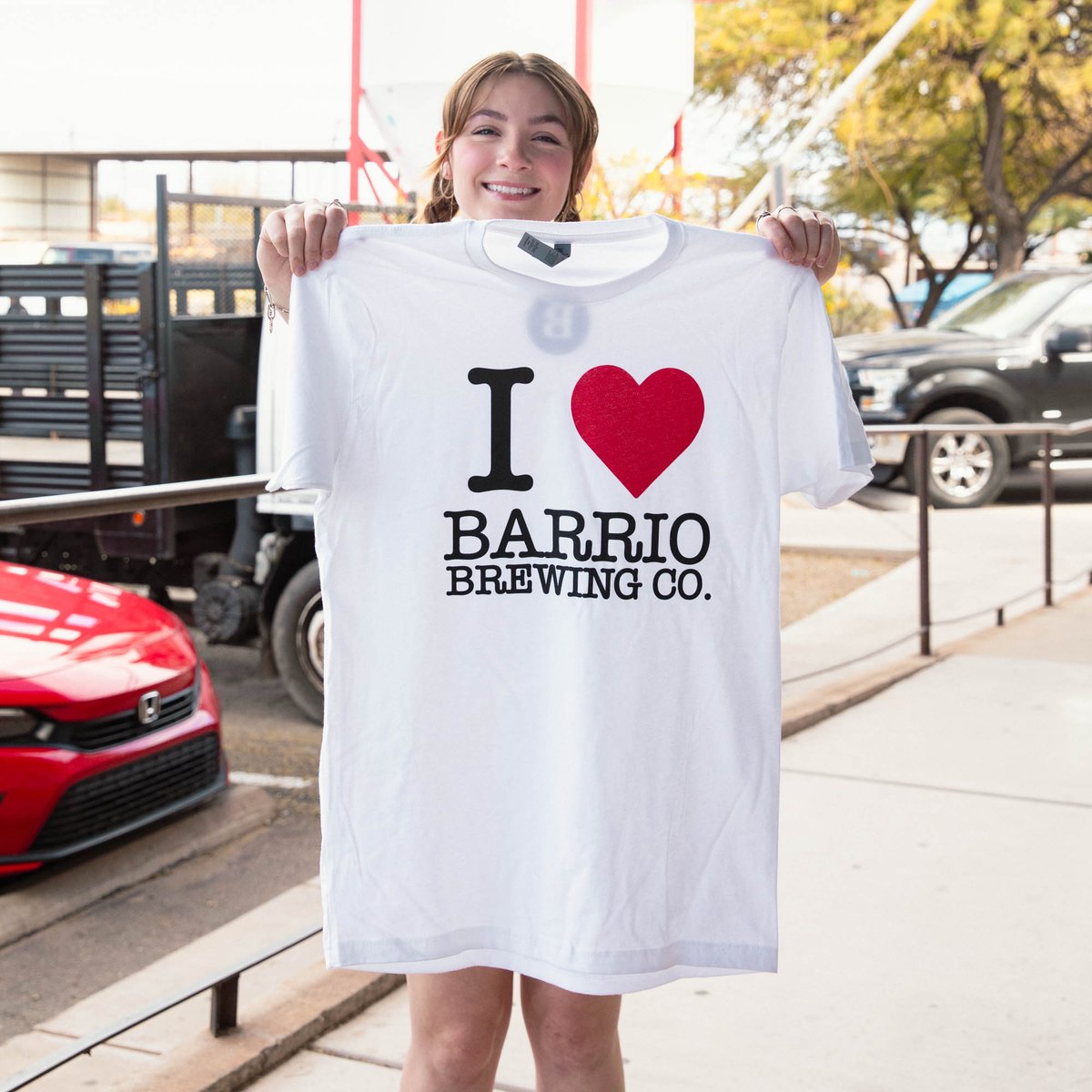 NEW MERCH and show your love for local!  🔥I Love Barrio Brewing t-shirt, now available at our Tucson taproom! 💘