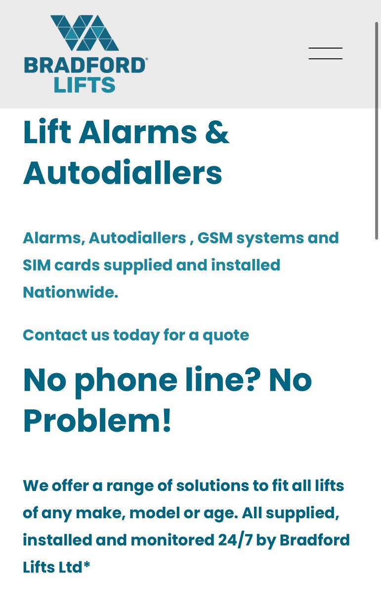 Alarms, Autodiallers , GSM systems and SIM cards supplied and installed Nationwide.

Contact us today for a quote #gsm #phonelines #alarms #lifts #elevators #emergencycall