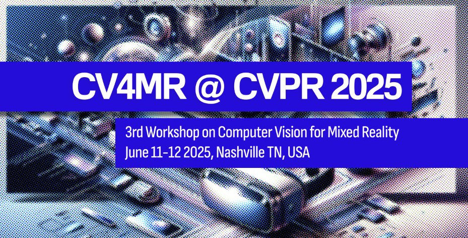 omershapira's tweet image. CALL FOR PAPERS: Submit work to the Workshop on Computer Vision for Mixed Reality @ CVPR 2025!
Deadline: March 28 → Papers appear in Workshop Proceedings
Topics: 3D/Image/Audio Capture/Understanding/Reconstruction, Spatial Agents, Human-AI Interaction
cv4mr.github.io