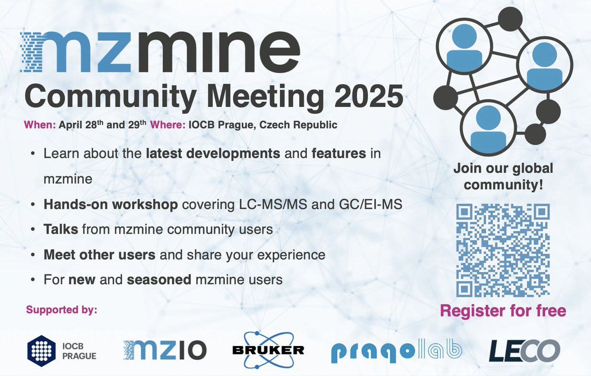 Tomáš Pluskal (@tomas_pluskal) on Twitter photo We will be hosting the first mzmine Community Meeting at <a href="/IOCBPrague/">IOCB Prague</a>. Please register if you wish to learn about the latest developments in mzmine. More info: docs.google.com/document/d/12E… We will be hosting the first mzmine Community Meeting at <a href="/IOCBPrague/">IOCB Prague</a>. Please register if you wish to learn about the latest developments in mzmine. More info: docs.google.com/document/d/12E…