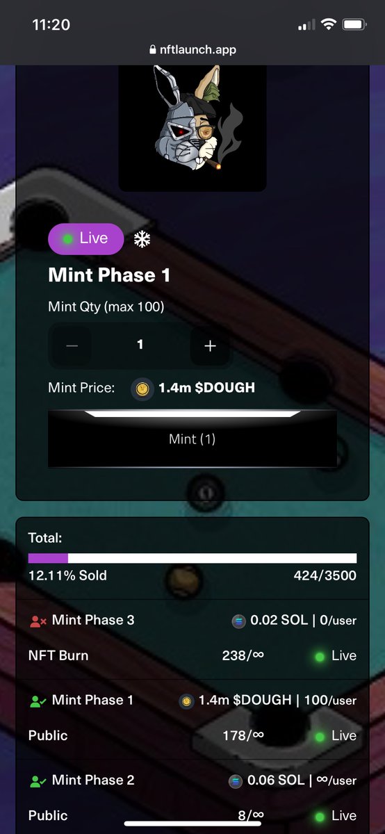 Great progress on minting so far!!! If you haven’t gotten a chance to mint yet, here’s the link: nftlaunch.app/mint/bandh