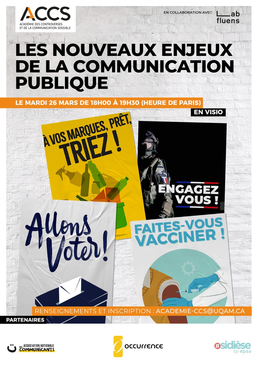 La prochaine conférence en ligne de notre Académie aura lieu le 26 mars de 18h à 19h30
Thème:
Les nouveaux enjeux de la #Communication Publique.
Avec une perspective comparative 🇫🇷🇨🇦🇧🇪
Pensez à vous inscrire 🖋️