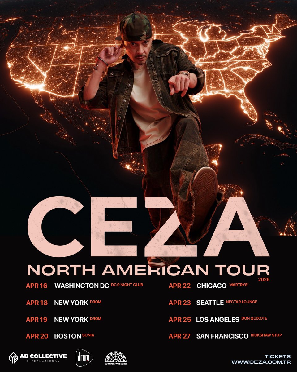 🚀 NORTH AMERICAN TOUR 2025 🚀

ABD’deki tüm dostlara selam! Kuzey Amerika’da sahne almaya geliyorum! 🔥 7 şehirde 8 konser ile buluşuyoruz!

📍 Tarih &amp; Şehirler:
APR 16 - Washington DC
APR 18-19 - New York
APR 20 - Boston
APR 22 - Chicago
APR 23 - Seattle
APR 25 - Los Angeles