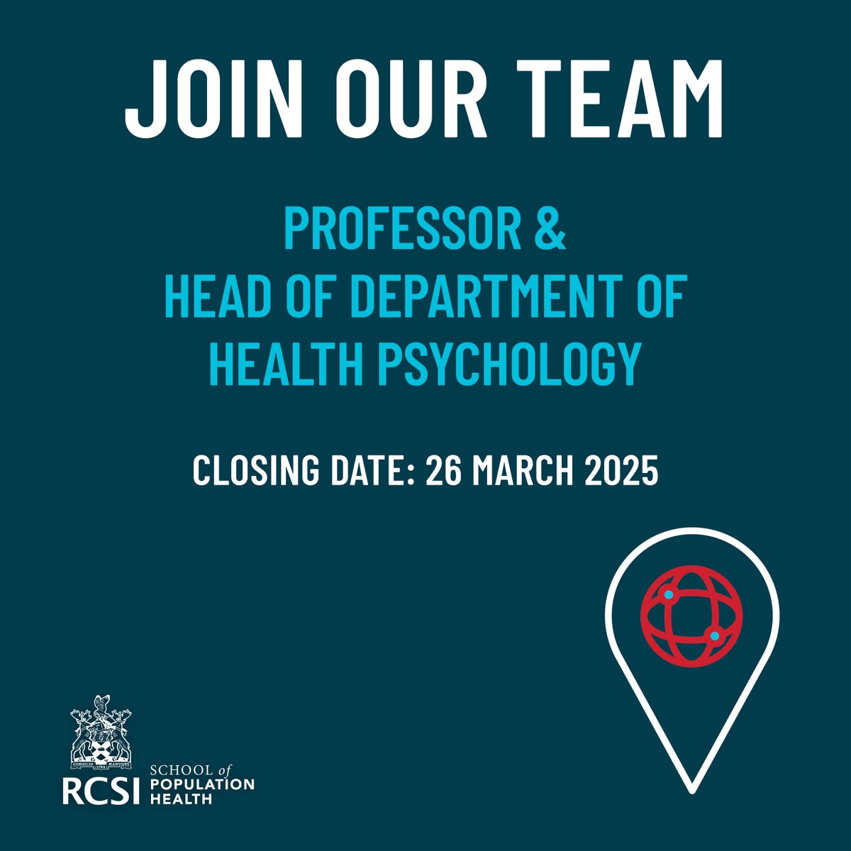 .<a href="/RCSI_Irl/">RCSI</a> is seeking to appoint its next innovative leader to the position of Professor &amp; Head of the Dept of Health Psychology. This internationally respected leader will bring extensive experience in education, research &amp; management to the role.

my.corehr.com/pls/coreportal…