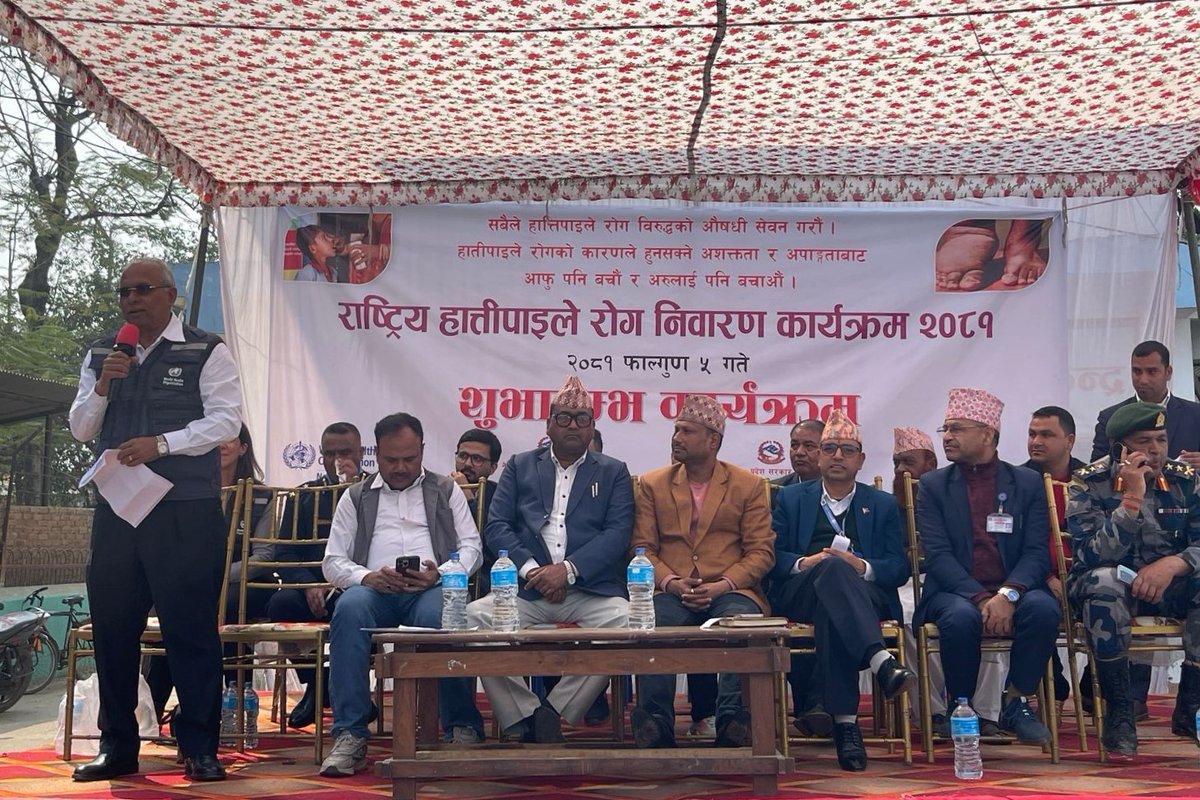 Today, @MoHPNep 🇳🇵 launched the #LymphaticFilariasis Mass Drug Administration 💊 campaign in #Banke, #Lumbini with <a href="/WHONepal/">WHO Nepal</a> support. The campaign will focus on selected locations to enhance coverage &amp; achieve #Nepal’s goal of eliminating LF as a public health problem by 2030.