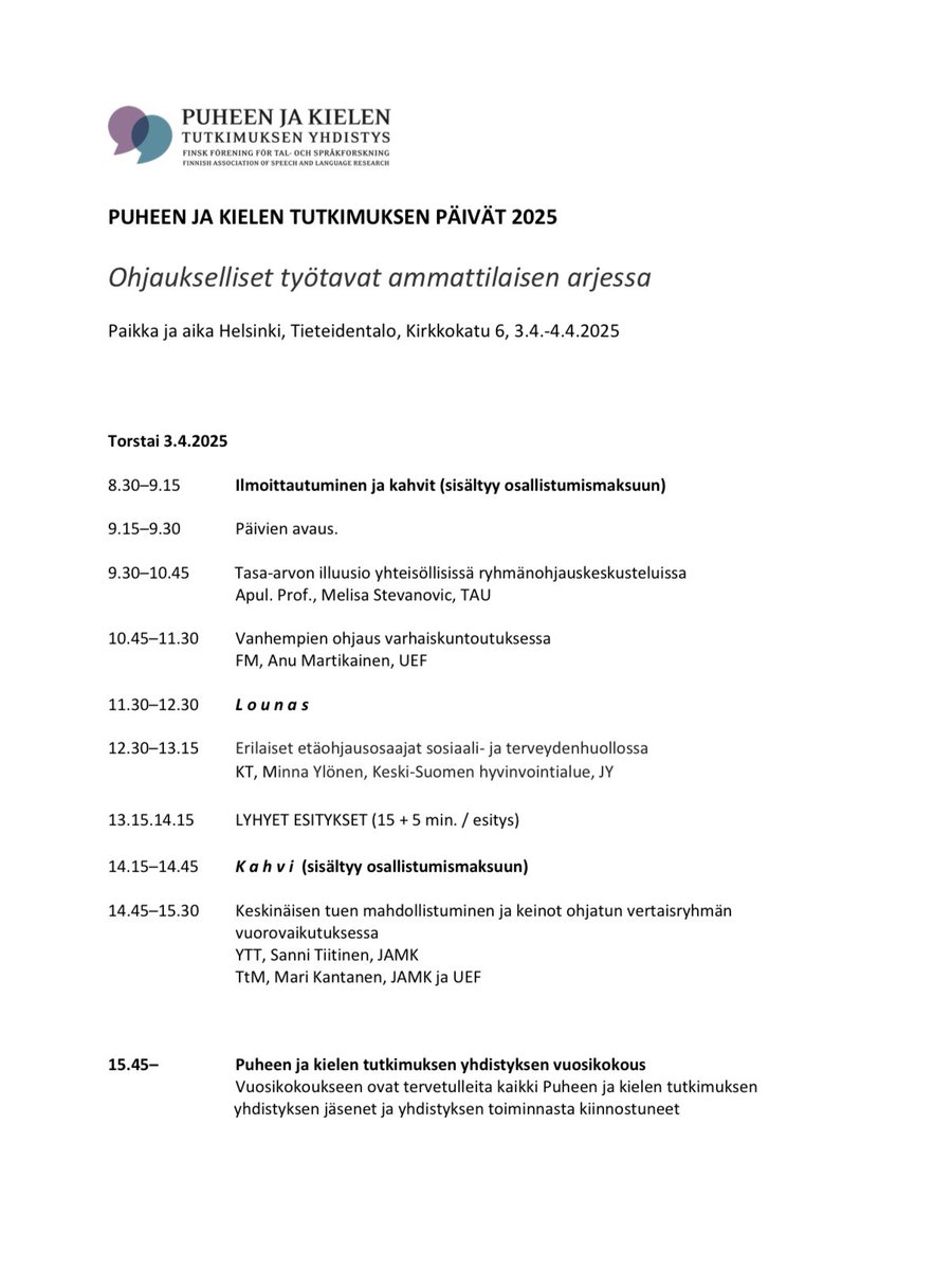 mariwiklund1's tweet photo. Puheen ja kielen tutkimuksen päiville ehtii vielä ilmoittautua 24.3. asti! 😊 https://t.co/SQ2B0STTYM