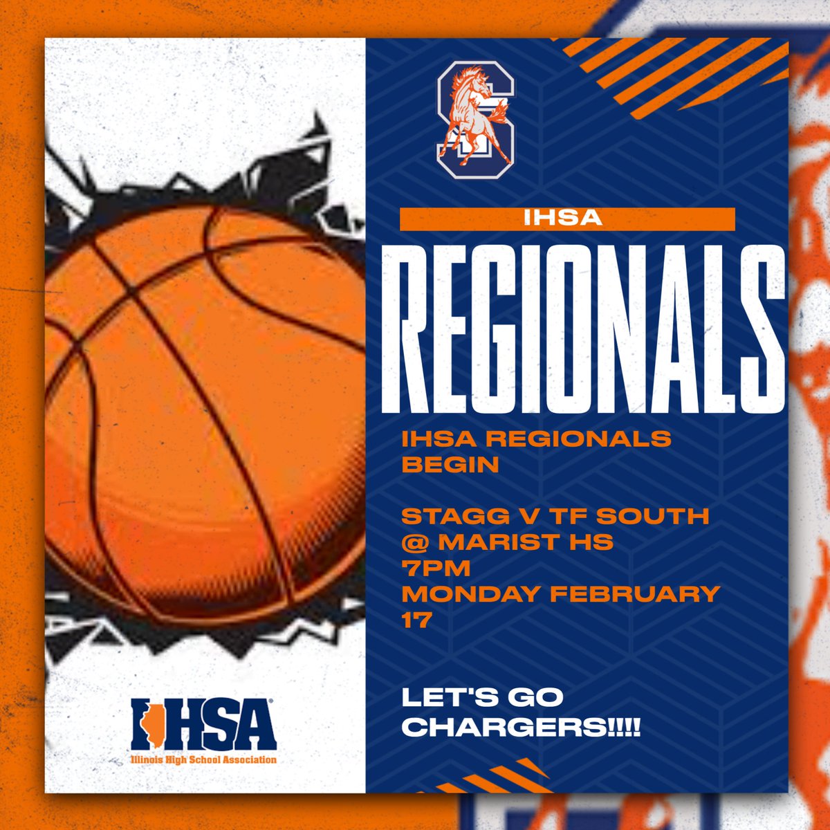 Wishing our Girls Basketball team the best tonight as they being the IHSA State Series with Regionals!  Let's Go Chargers! #chargerpride