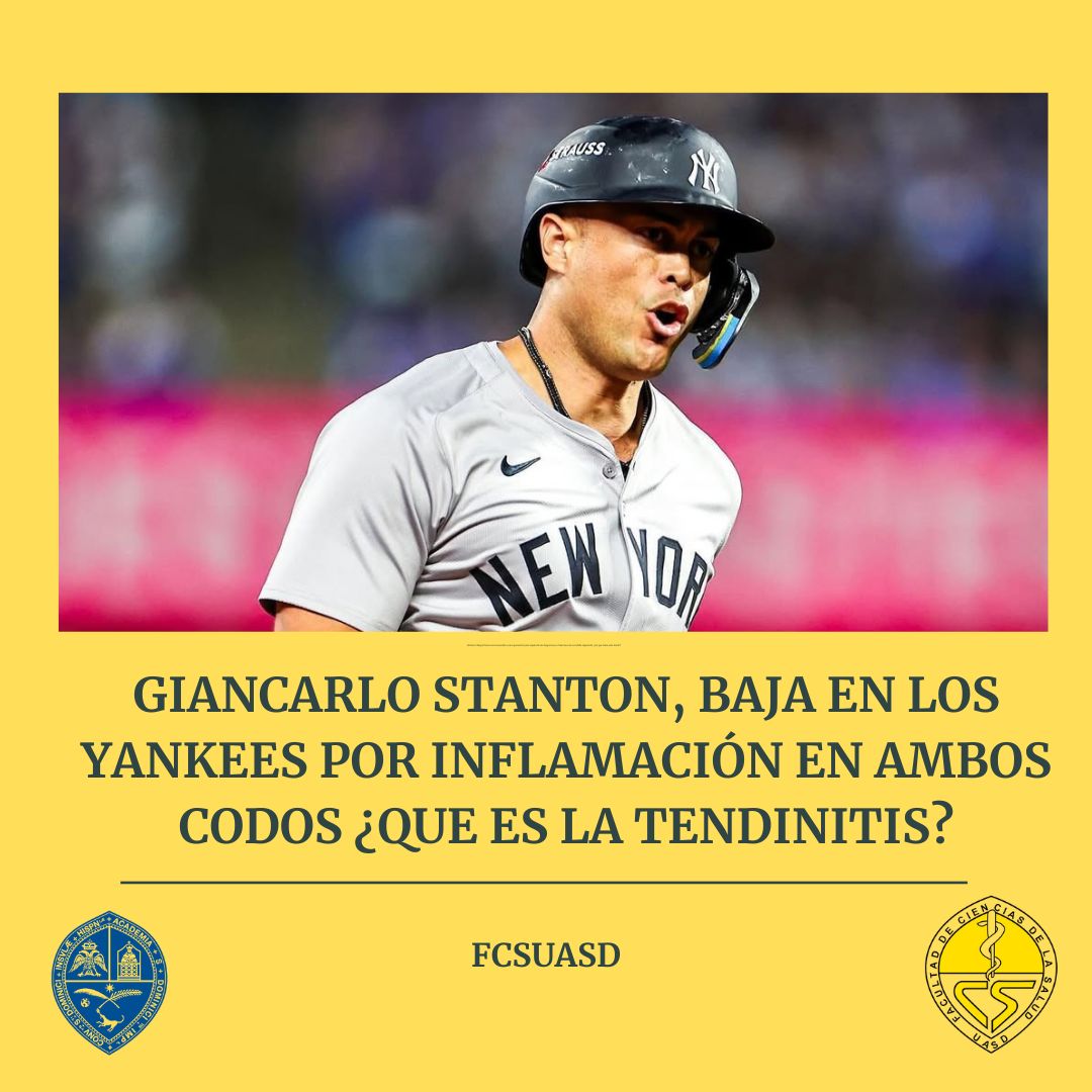 UASDFCS's tweet photo. Giancarlo Stanton, baja en los Yankees por inflamación en ambos codos ¿Que es la tendinitis?
https://t.co/MzfXfFTMHZ
.
@JLMendoza_ @hgomez27 @Orlandomendez7 #GiancarloStanton #yankees #YankeesdeNuevaYork #inflamacion #Codos #tendinitis #MLB #UASD #FCS https://t.co/N6vwUwhEah