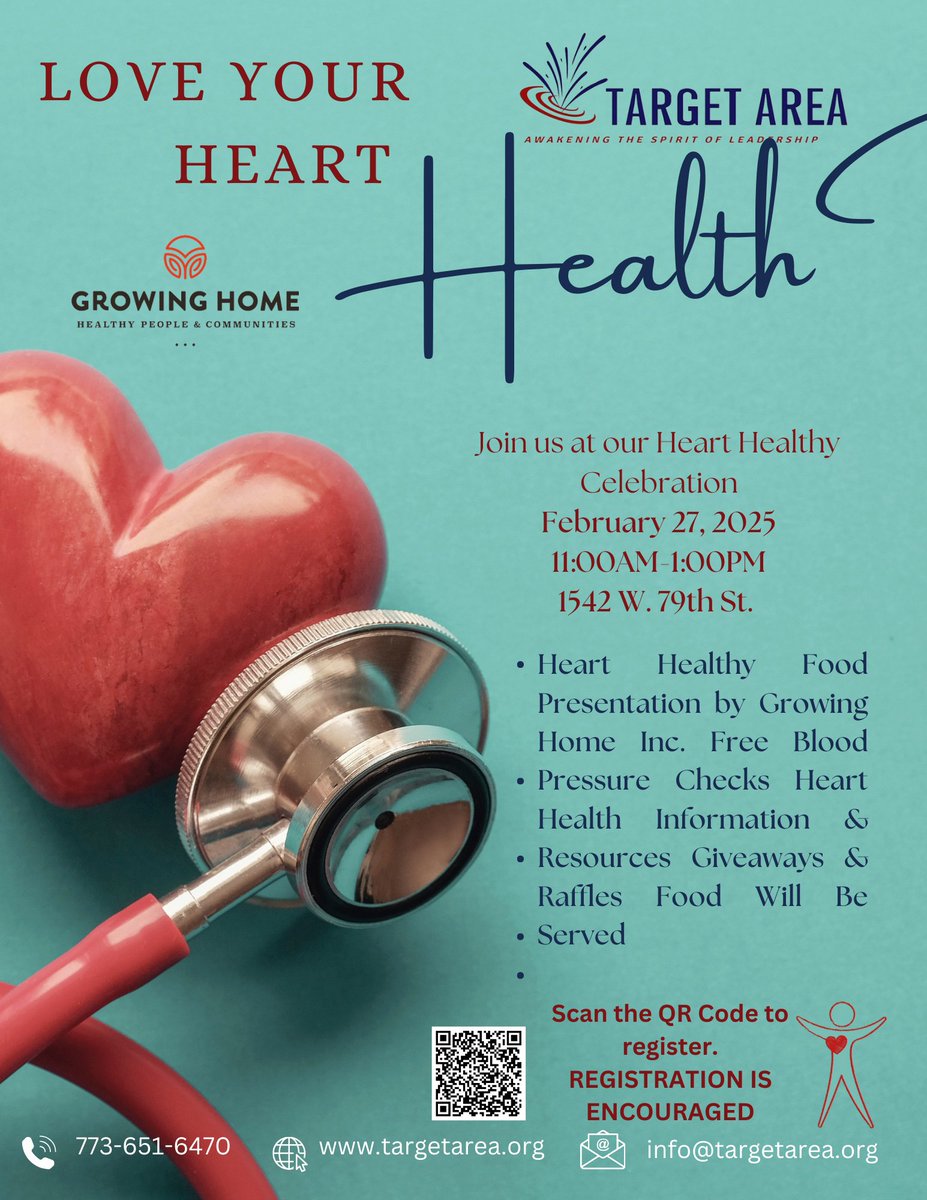 TargetArea's tweet image. Join us at a healthy celebration emphasizing the importance of cardiovascular health at our "Love Your Heart Fair".
To register please do so at info@targetarea.org
#love #heart #growinghome #targetarea