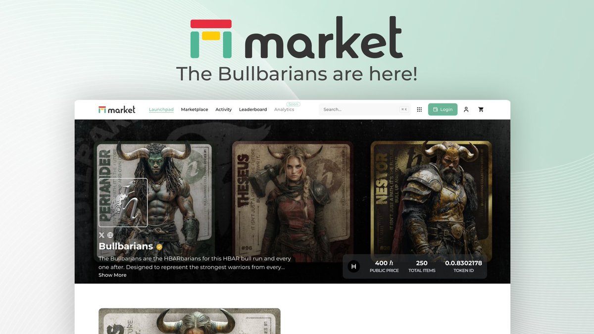 The Bullbarians Launchpad is LIVE! 

Head over there to find all the information you need for the mint, which takes place this weekend. 

On the launchpad, you'll find: 

ℹ️ Launch Date &amp; Time (for your timezone) 
ℹ️ Supply &amp; Pricing
ℹ️ Art previews 
ℹ️ Token ID 
ℹ️ The